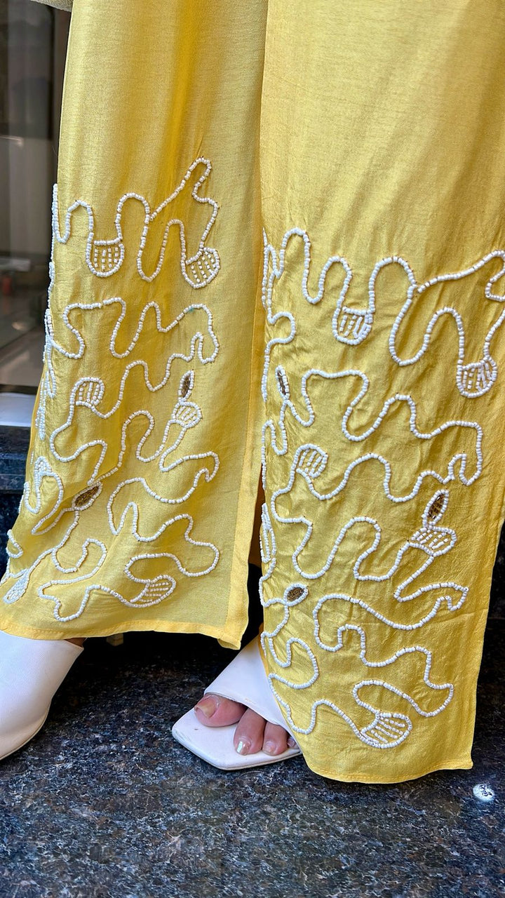 YELLOW OMBRE EMBELLISHED CO-ORD