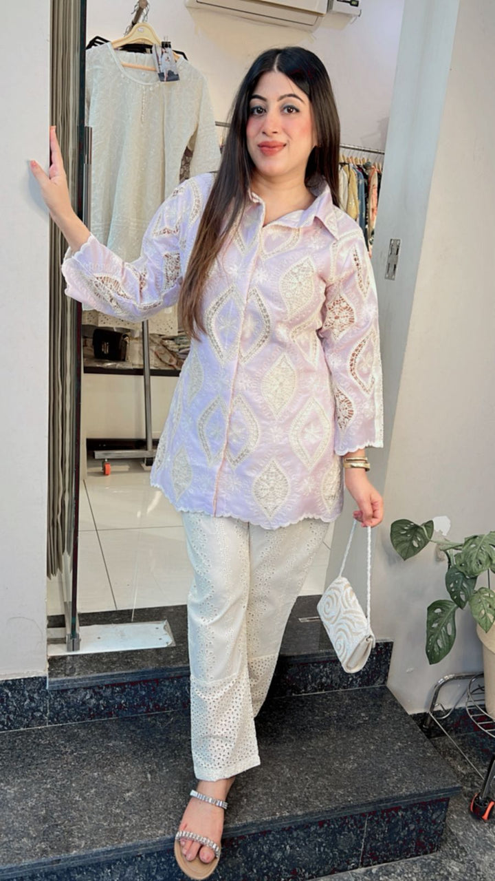 LAVENDER COTTON CROCHET CO-ORD SET