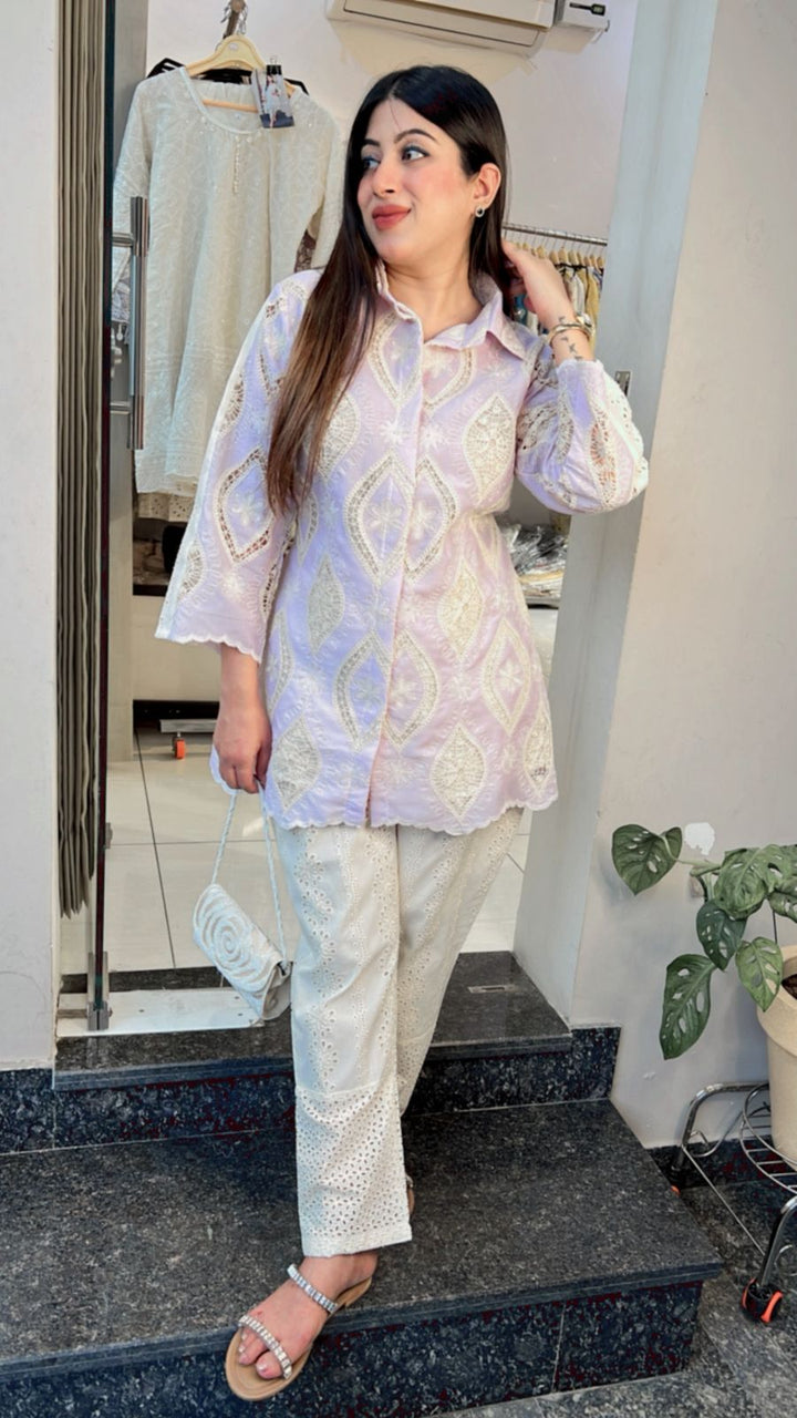 LAVENDER COTTON CROCHET CO-ORD SET