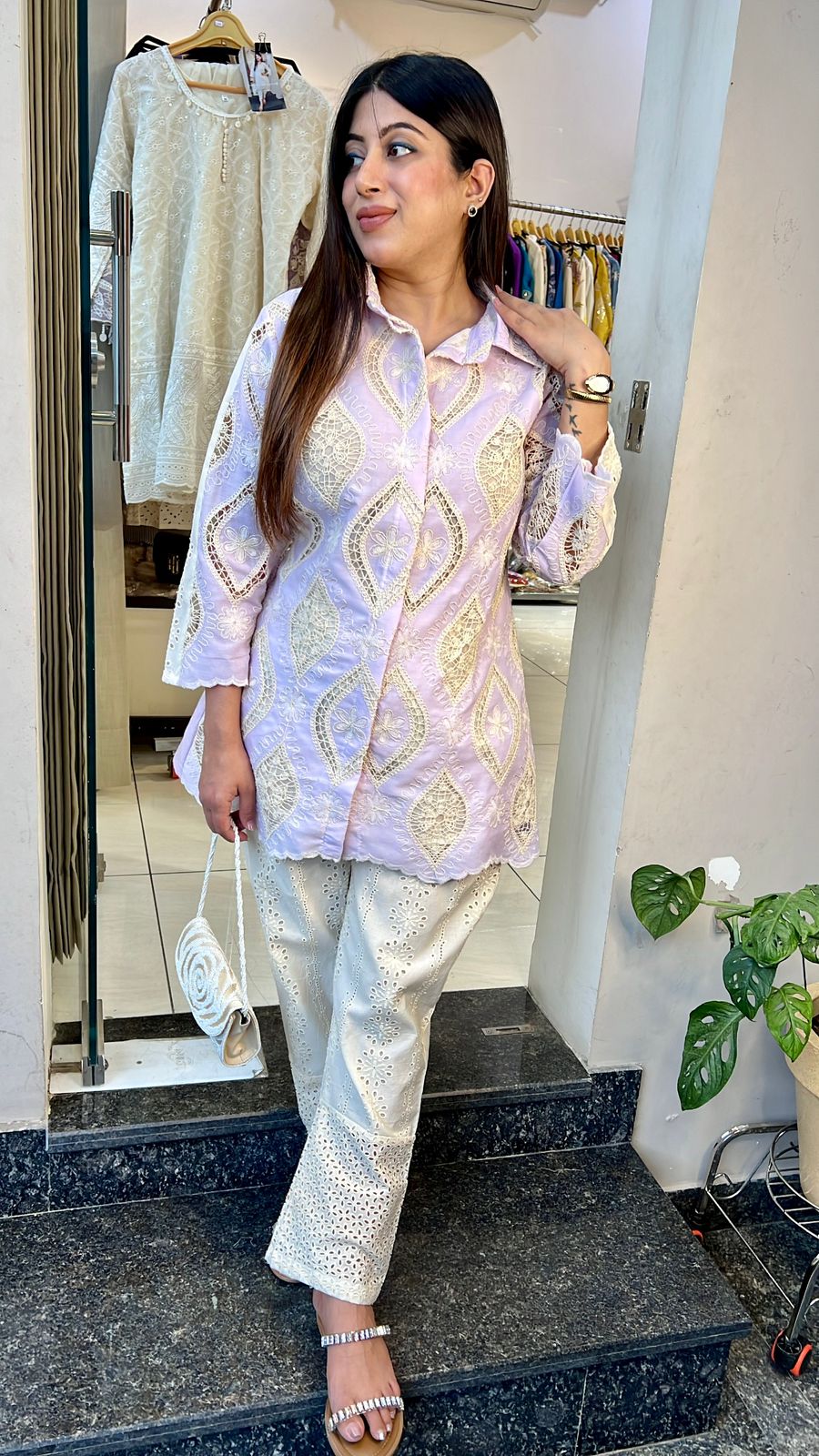 LAVENDER COTTON CROCHET CO-ORD SET