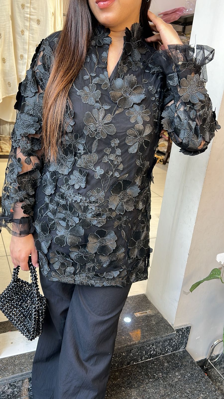 black applique work co-ord set