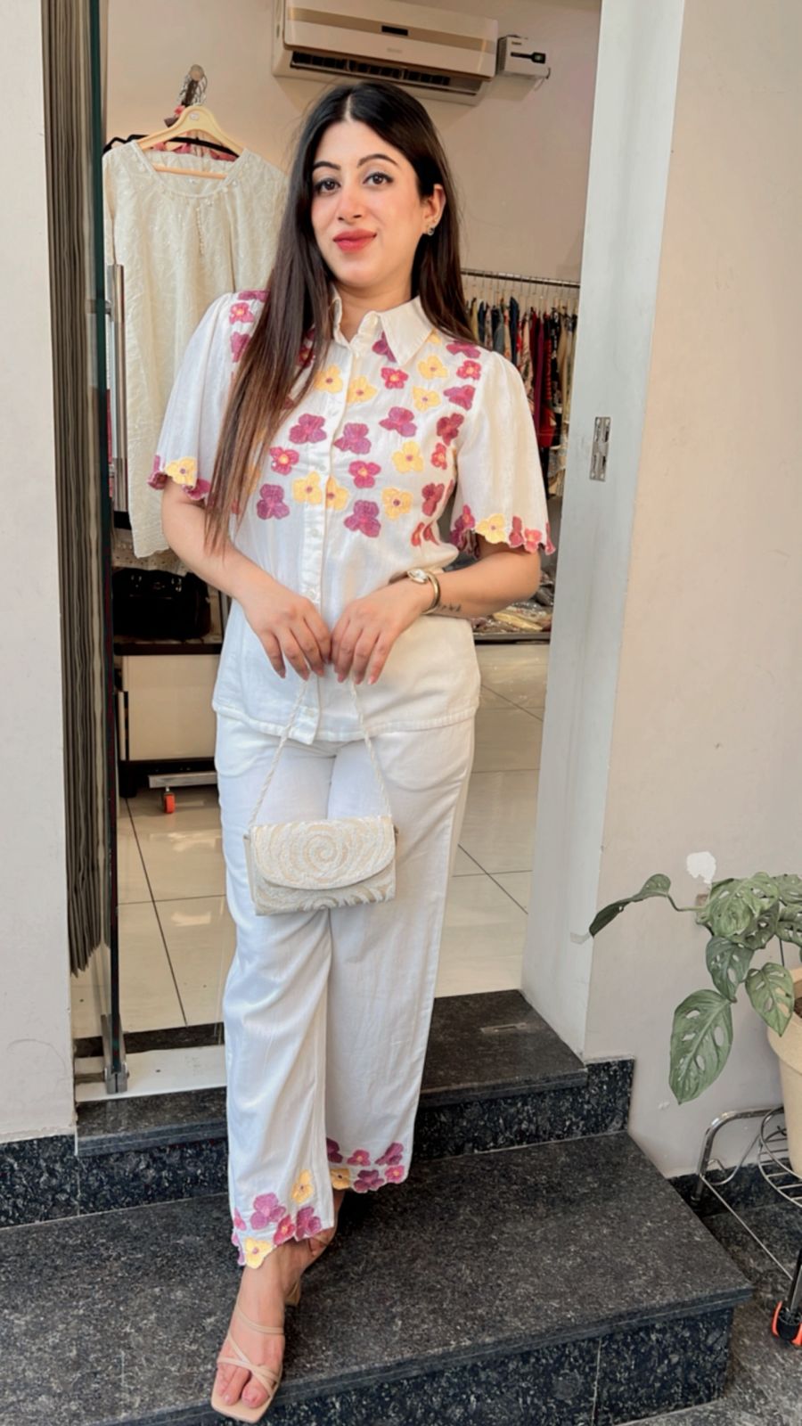 WHITE FLORAL EMBROIDERY CO-ORD