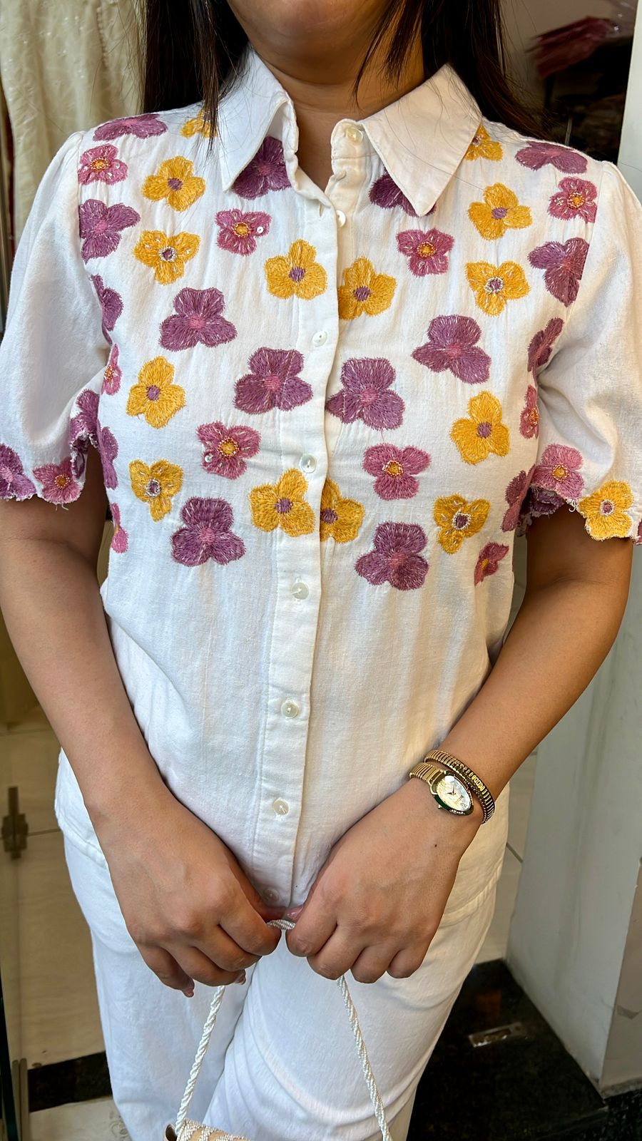 WHITE FLORAL EMBROIDERY CO-ORD