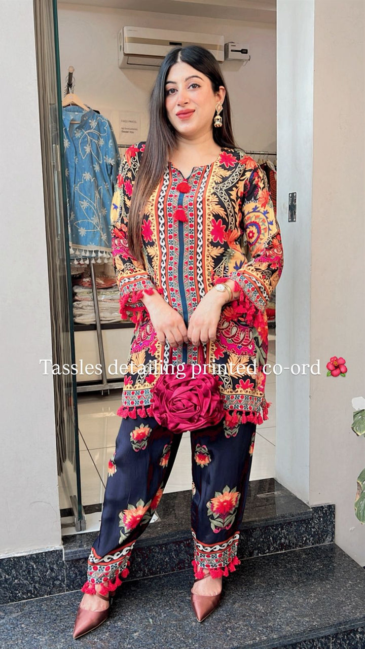 TASSELS DETAILING PRINTED CO-ORD