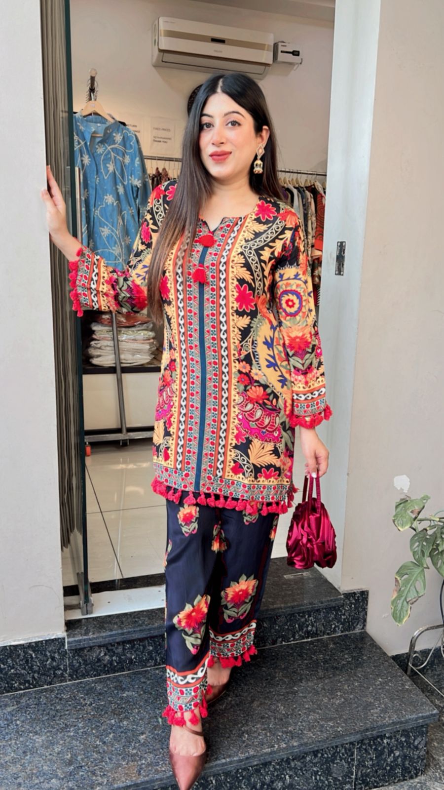 TASSELS DETAILING PRINTED CO-ORD
