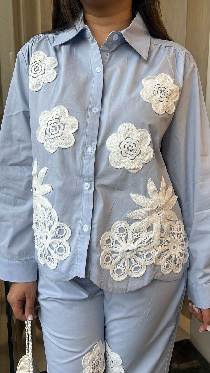 POWDER BLUE FLORAL PATCH CO-ORD