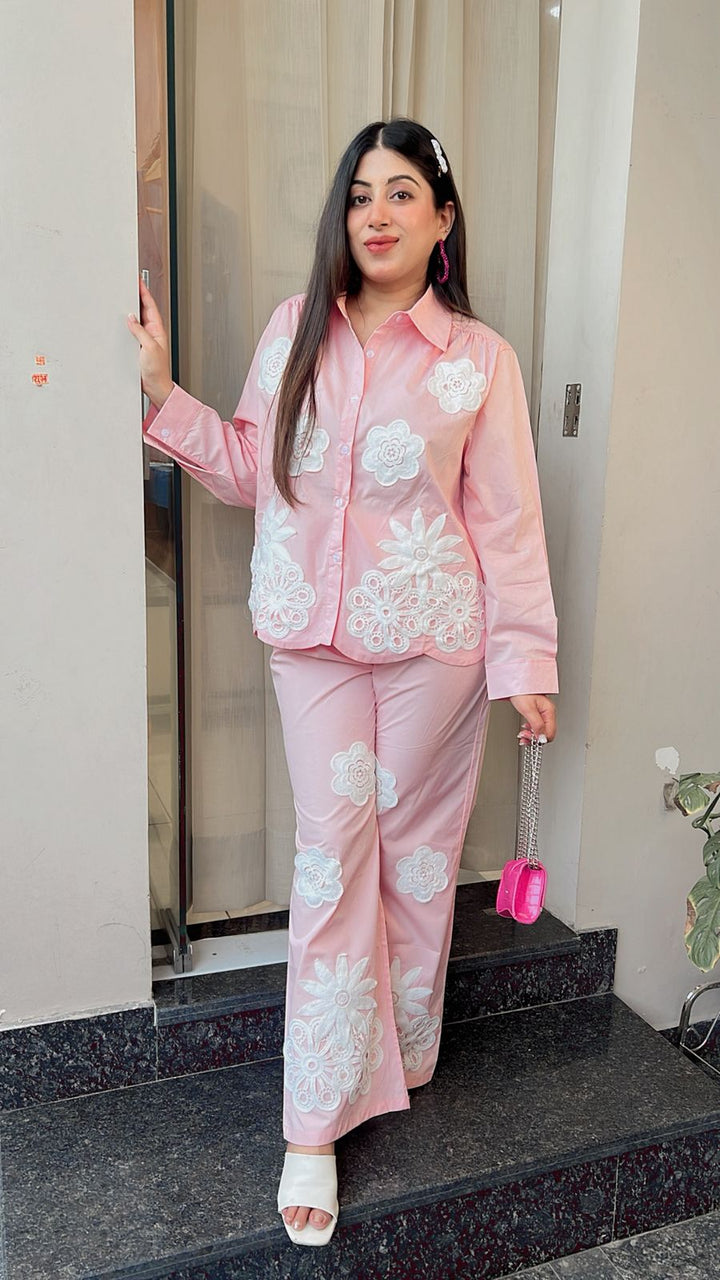 PASTEL PINK FLORAL PATCH CO-ORD