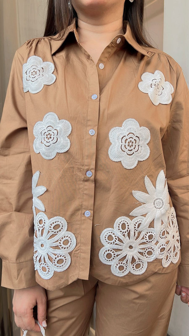 BROWN FLORAL PATCH CO-ORD
