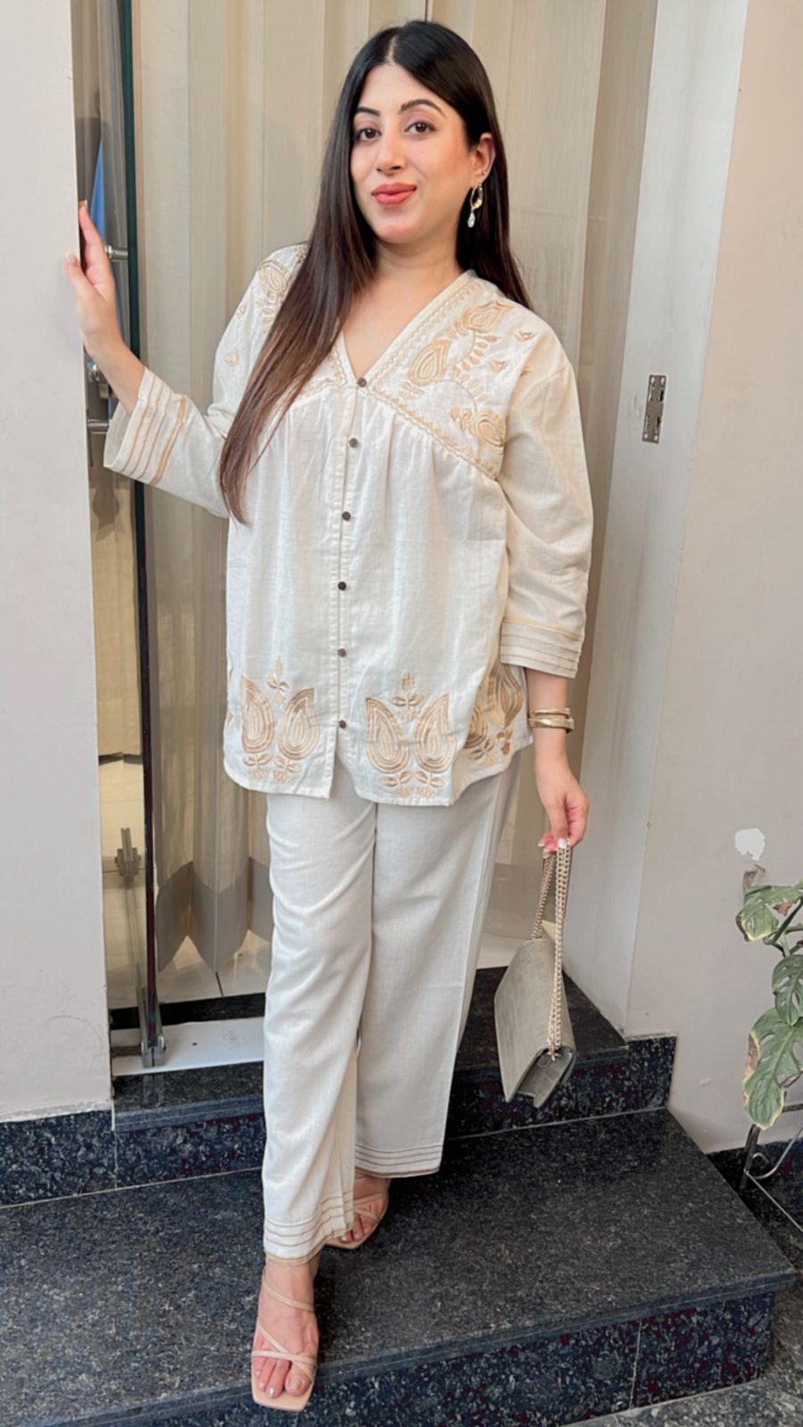 IVORY WHITE EMBROIDERED CO-ORD