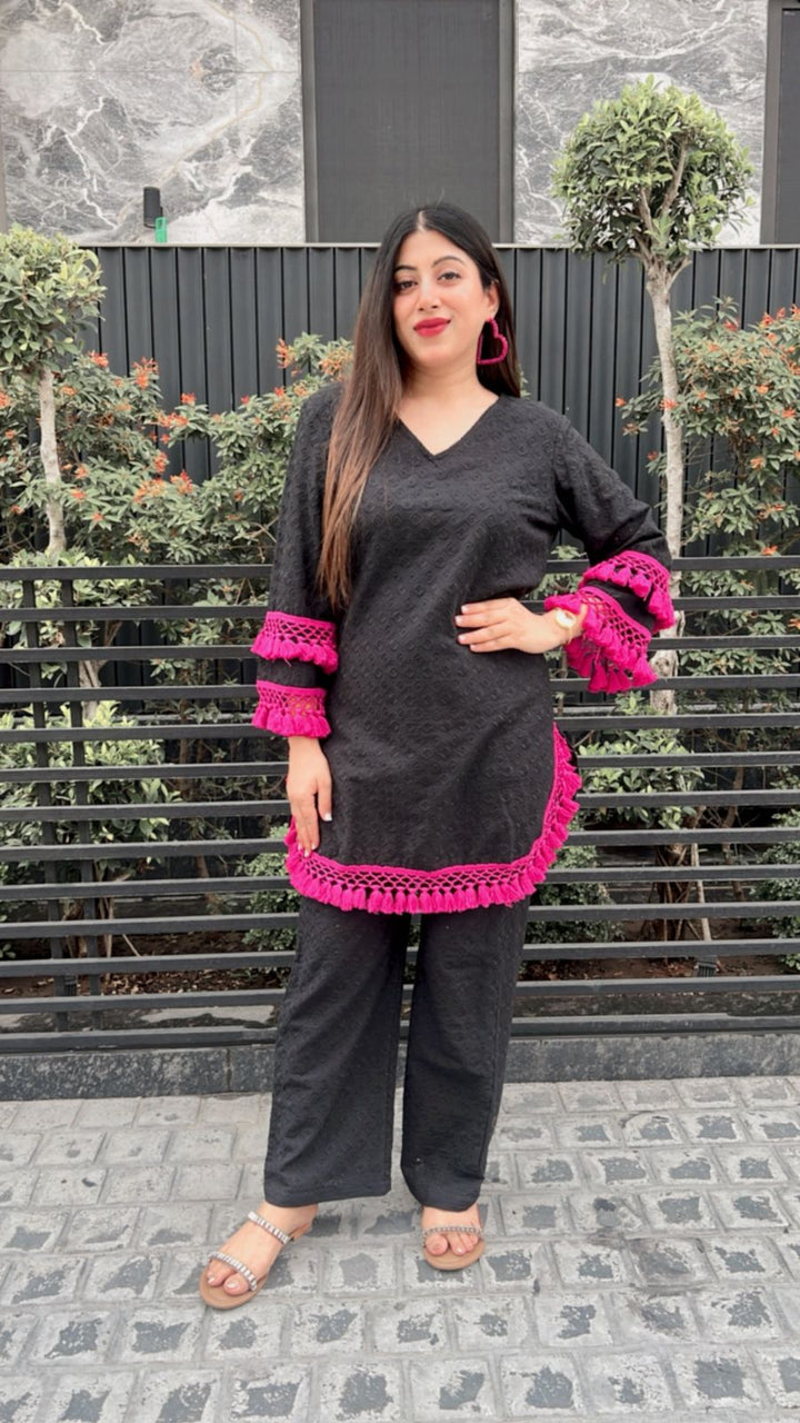 BLACK SCHIFFLI COTTON CO-ORD
