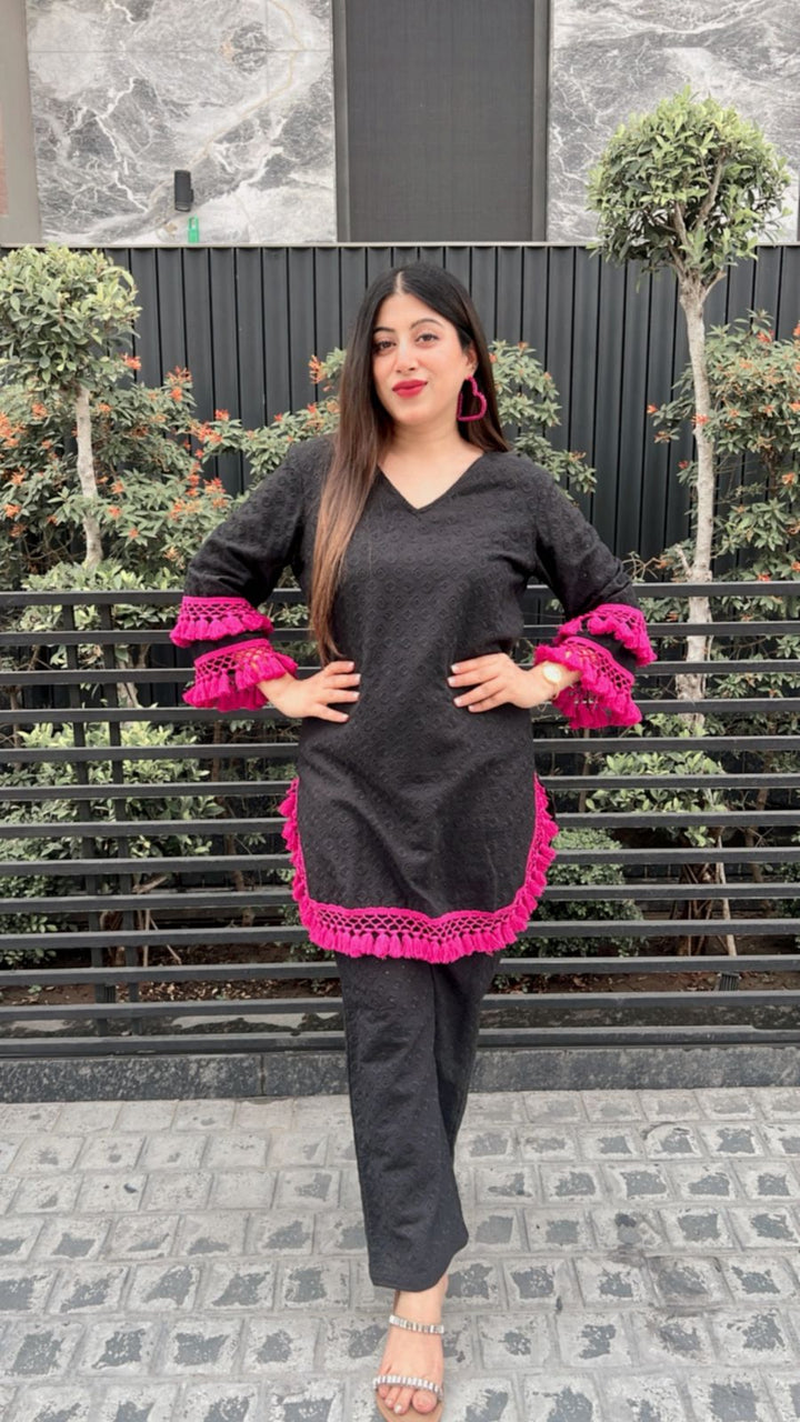 BLACK SCHIFFLI COTTON CO-ORD