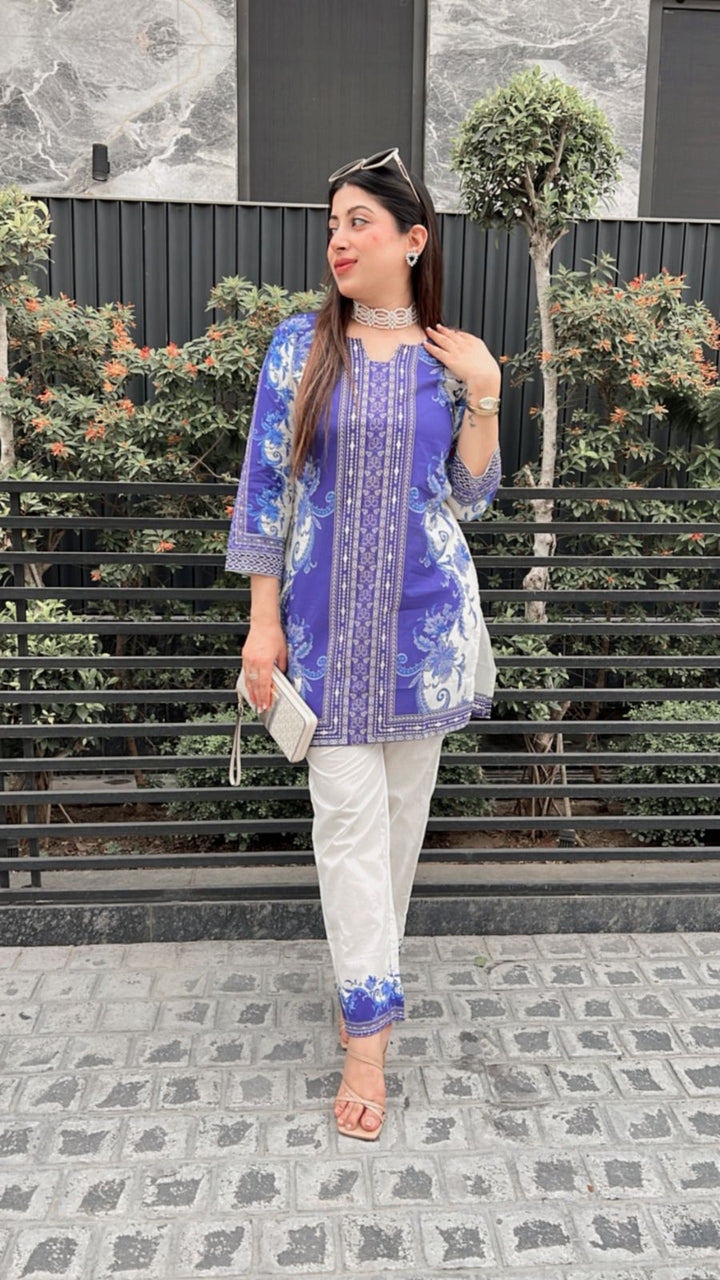 BLUE PRINTED COTTON CO-ORD