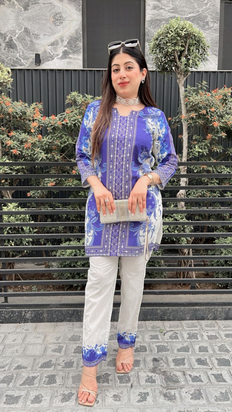 BLUE PRINTED COTTON CO-ORD