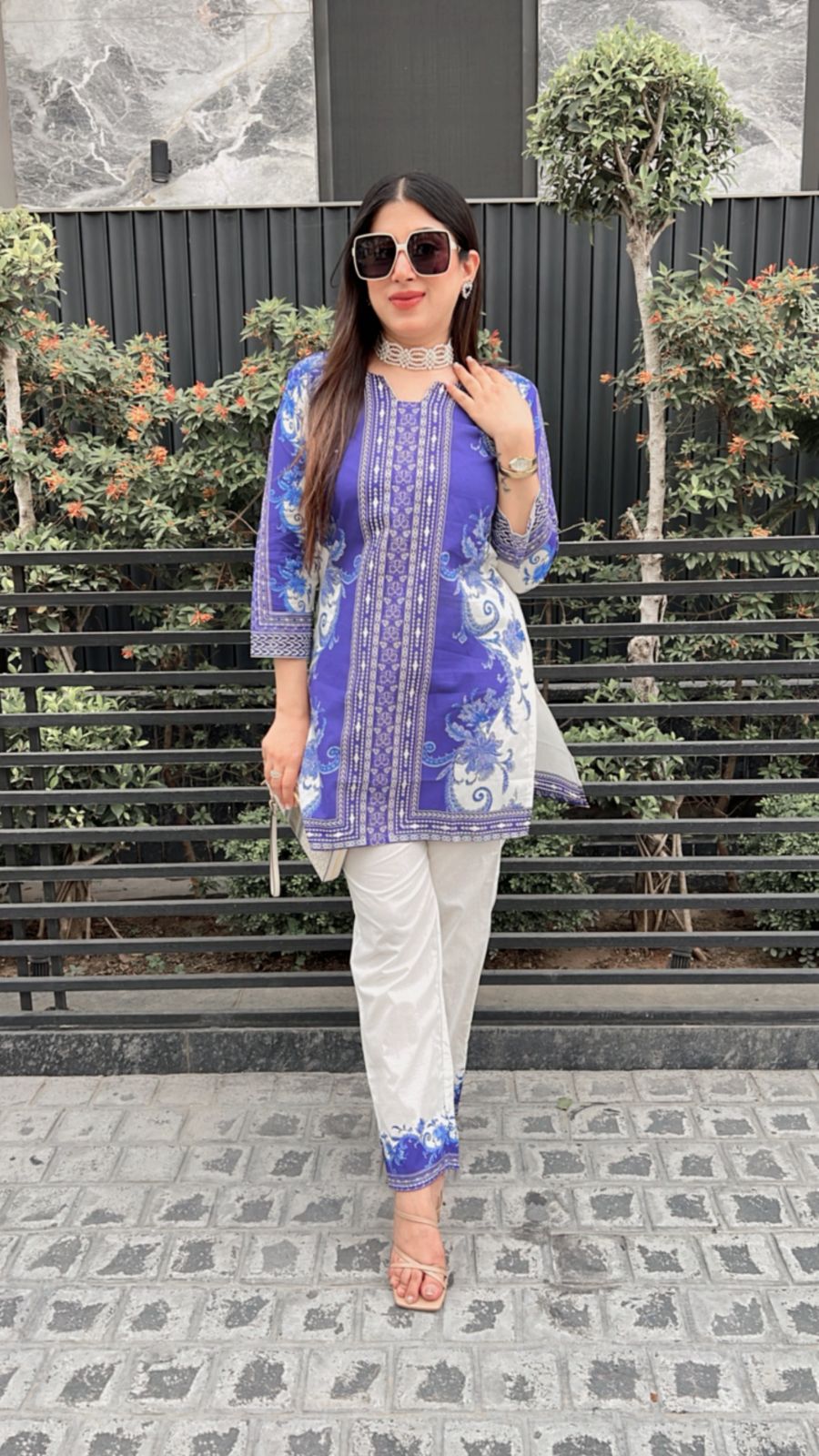 BLUE PRINTED COTTON CO-ORD
