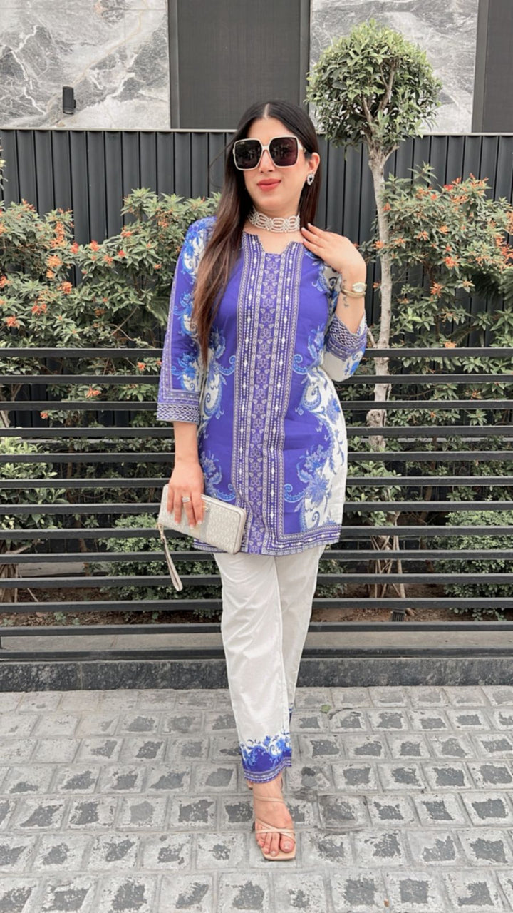 BLUE PRINTED COTTON CO-ORD