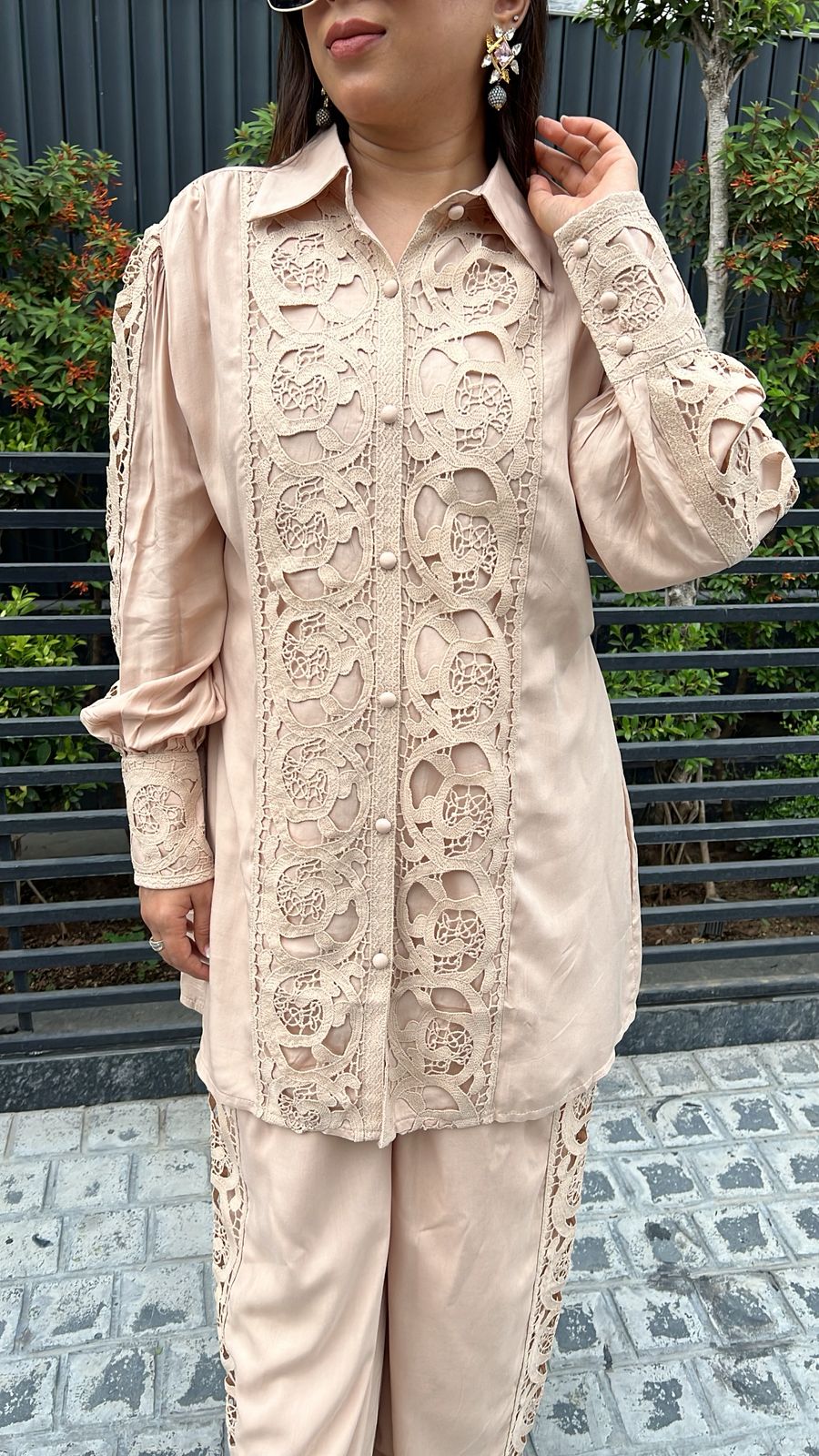 BEIGE LACE DETAILING CO-ORD