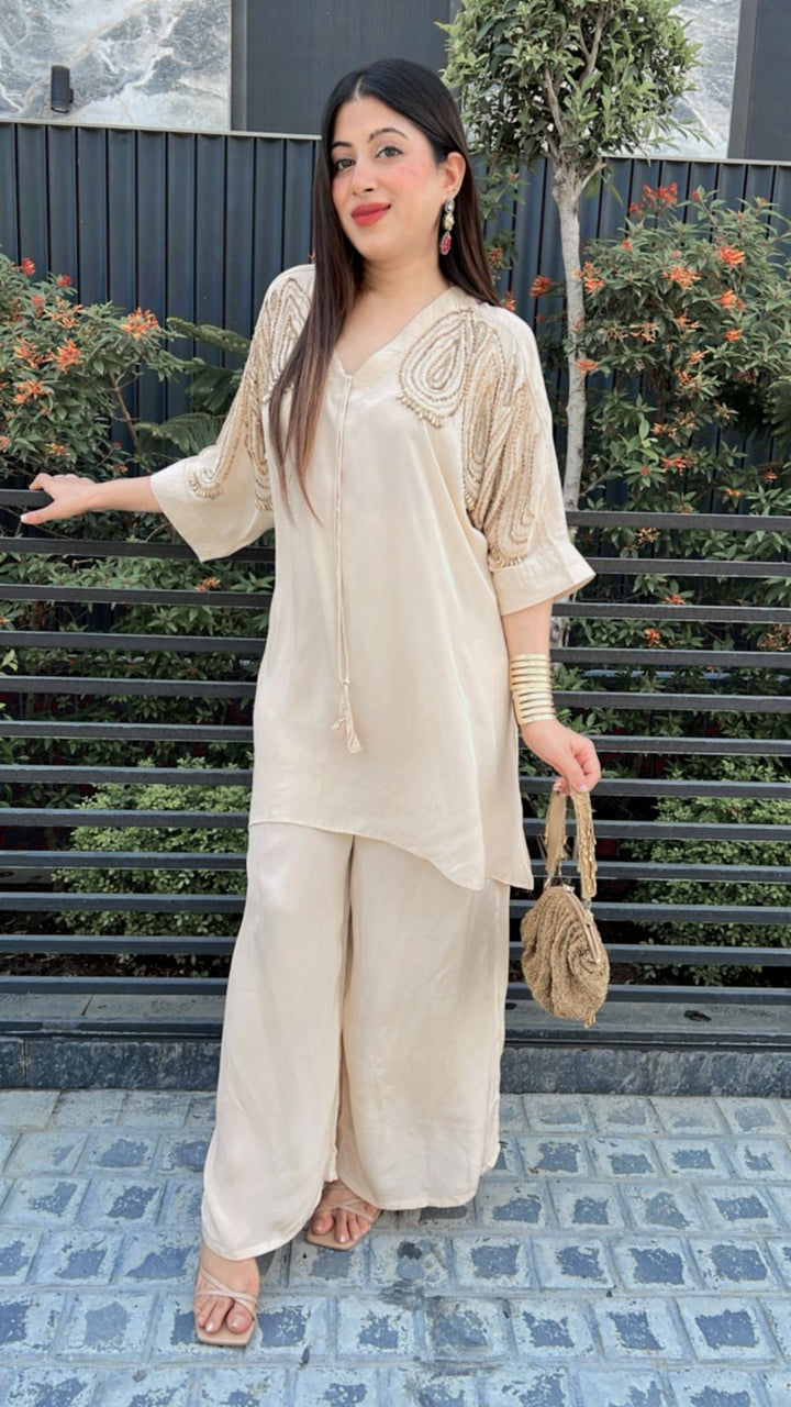 CREPE BEADS EMBELLISHED CO-ORD