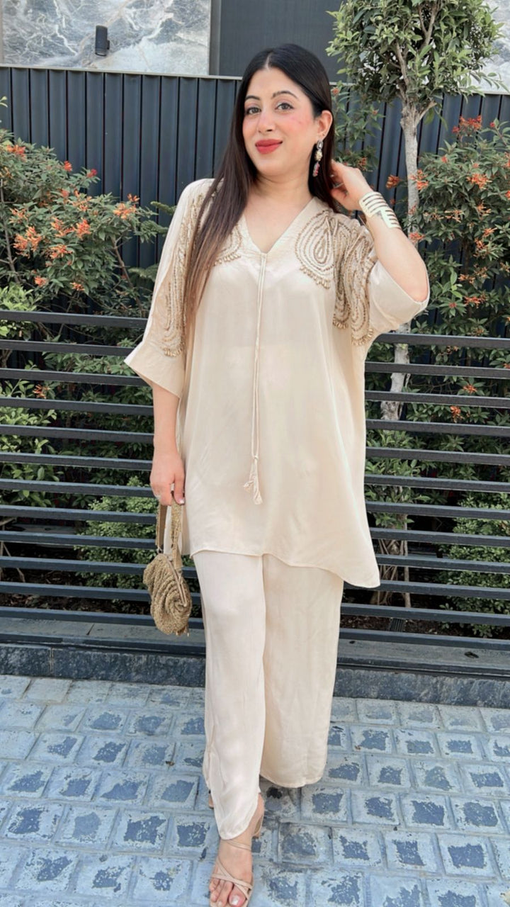 CREPE BEADS EMBELLISHED CO-ORD