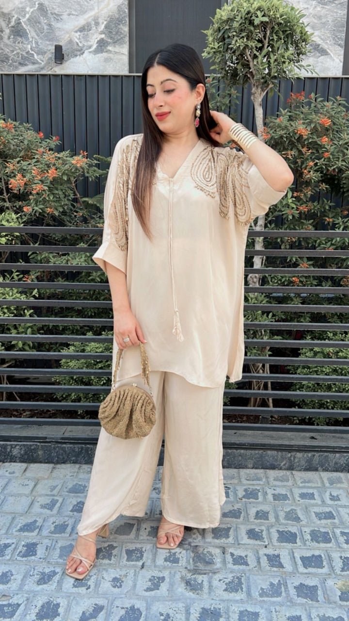CREPE BEADS EMBELLISHED CO-ORD