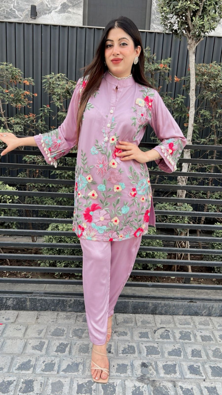 LILAC EMBROIDERY CO-ORD