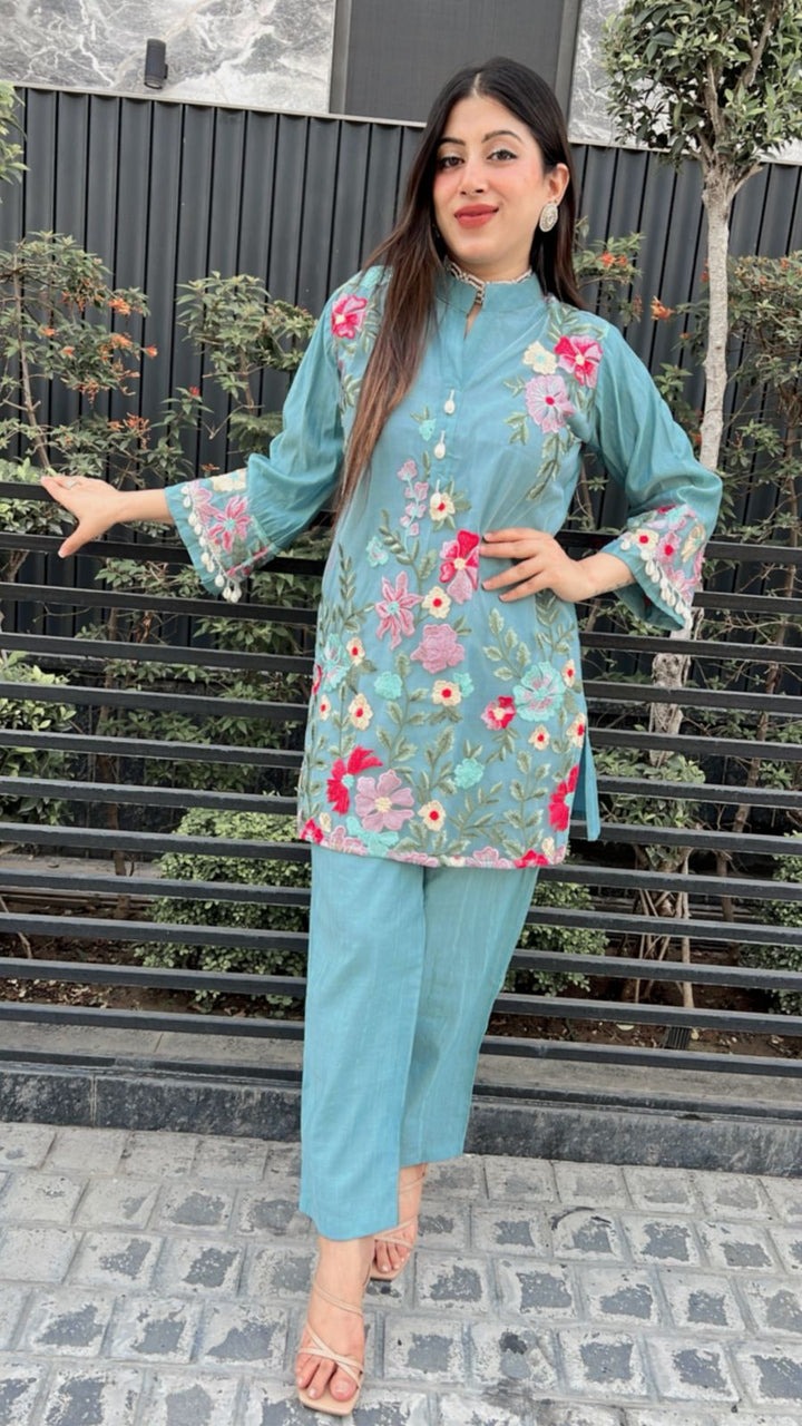 ICE BLUE EMBROIDERY CO-ORD