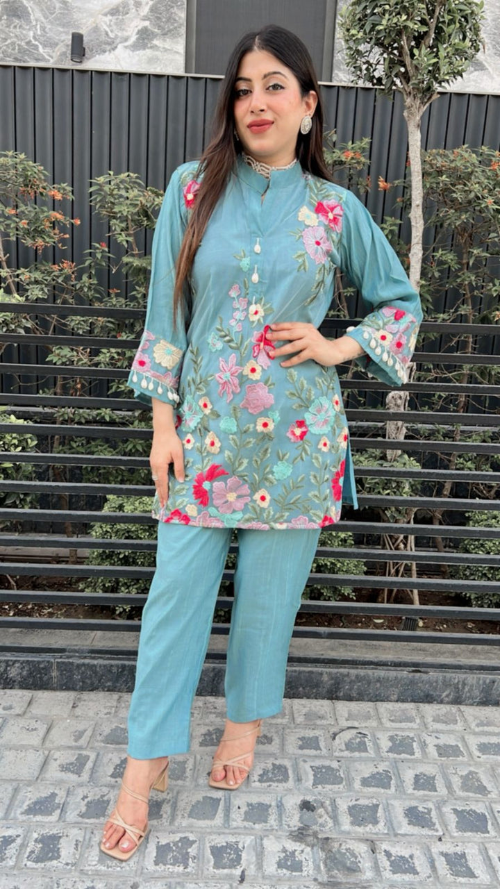 ICE BLUE EMBROIDERY CO-ORD
