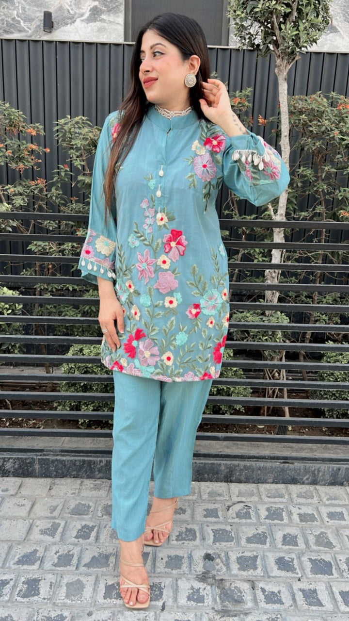 ICE BLUE EMBROIDERY CO-ORD