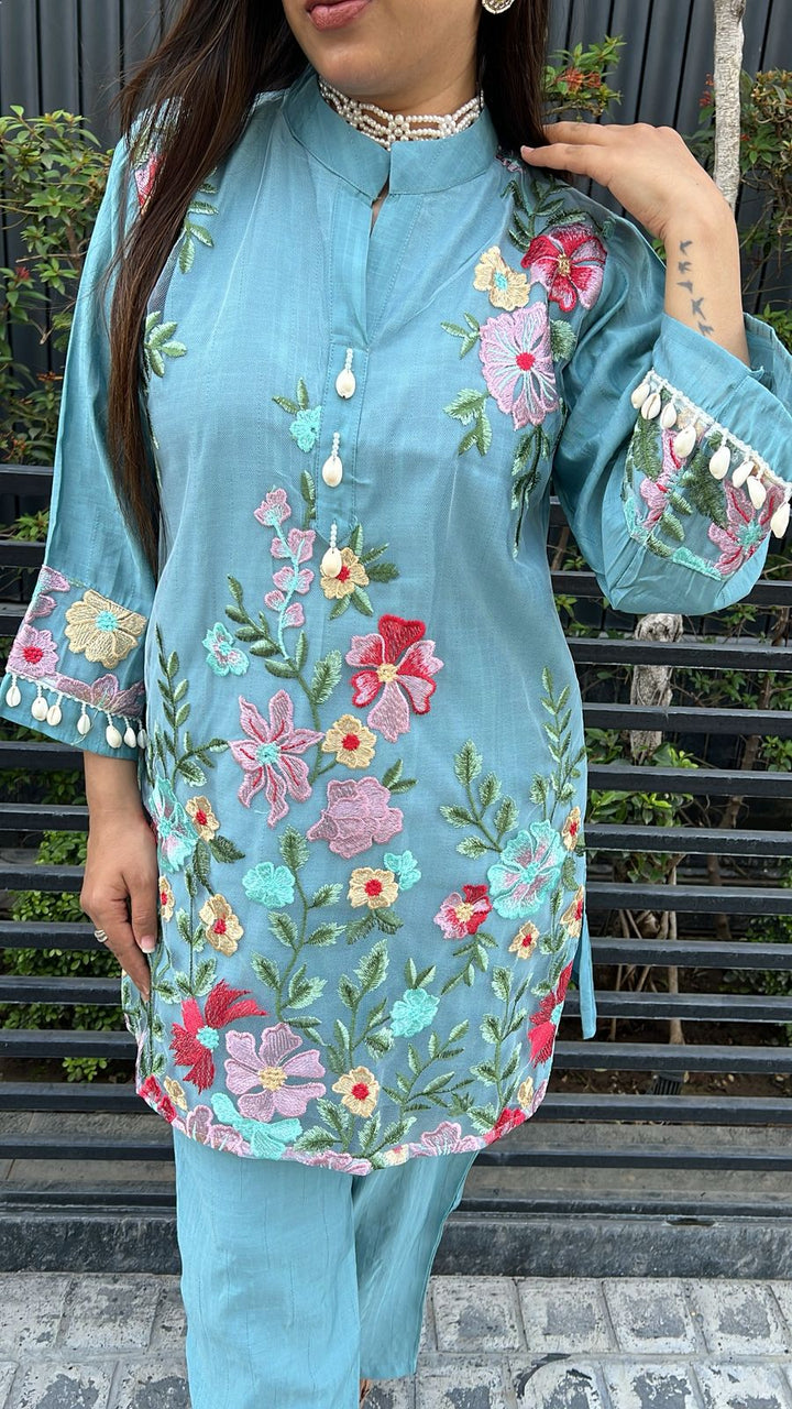 ICE BLUE EMBROIDERY CO-ORD