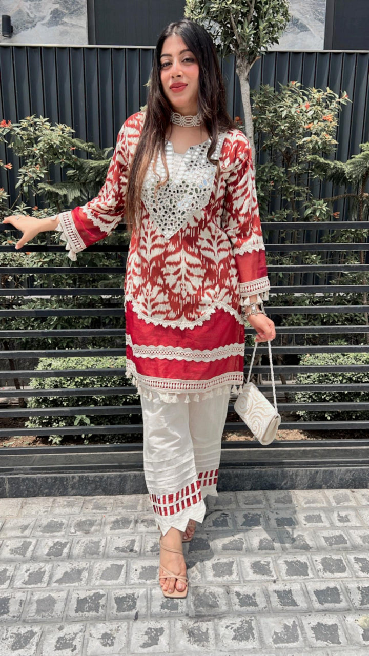 IKKAT PRINT CO-ORD WITH MIRROR WORK