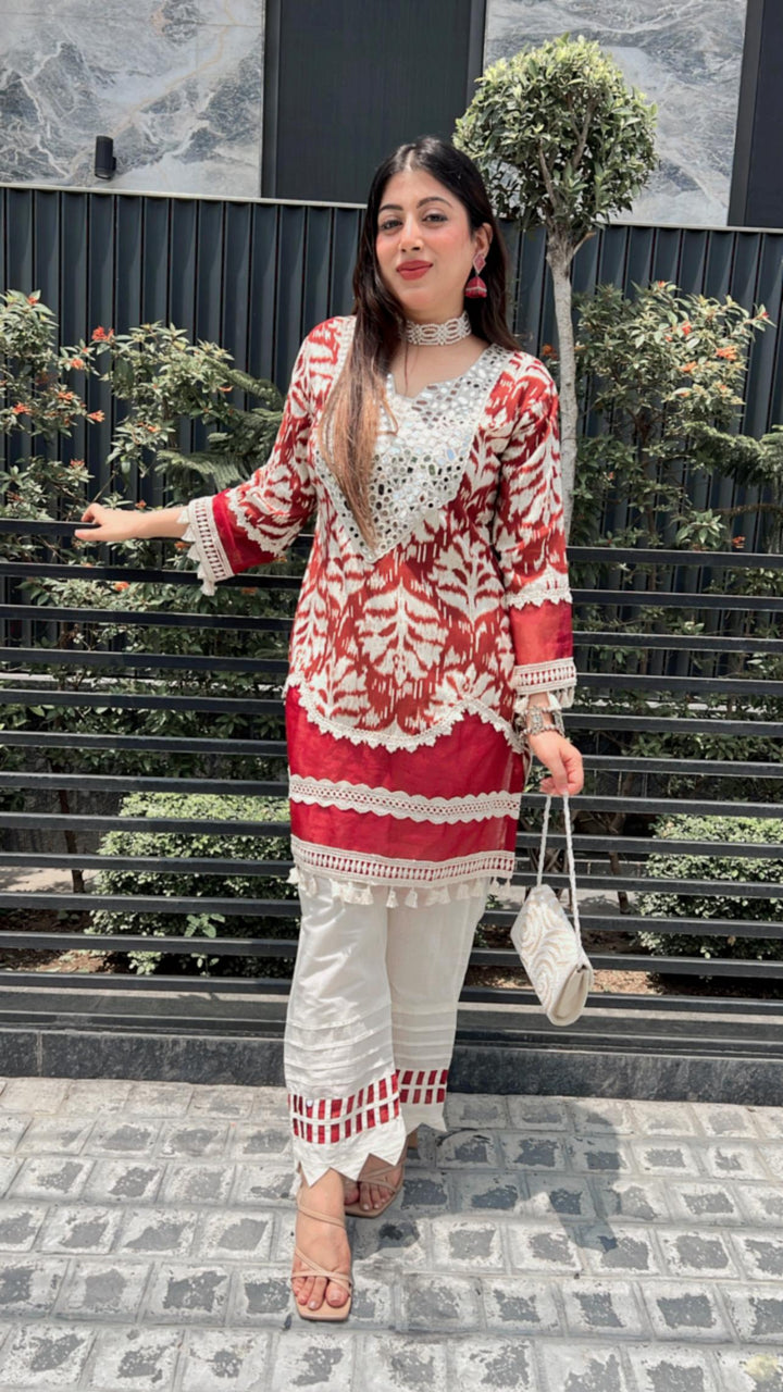 IKKAT PRINT CO-ORD WITH MIRROR WORK