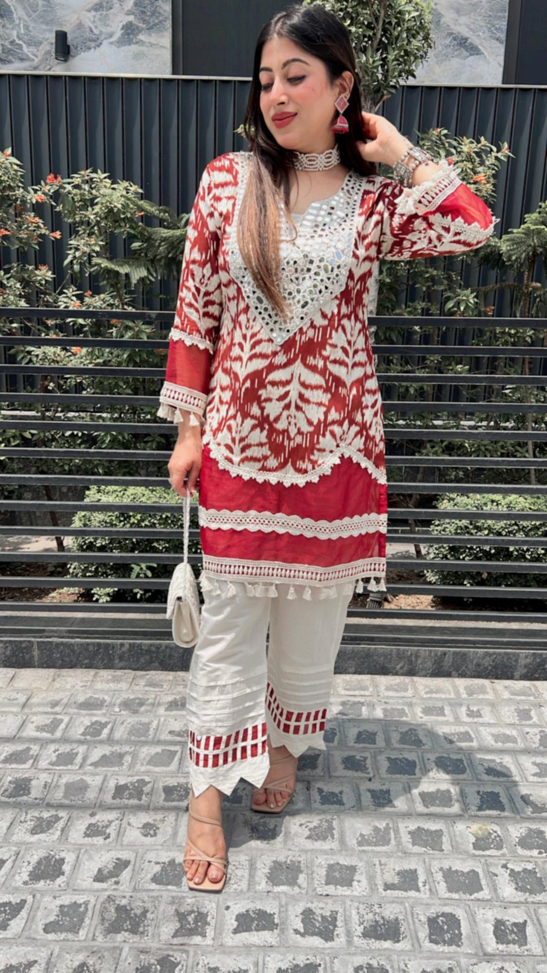 IKKAT PRINT CO-ORD WITH MIRROR WORK