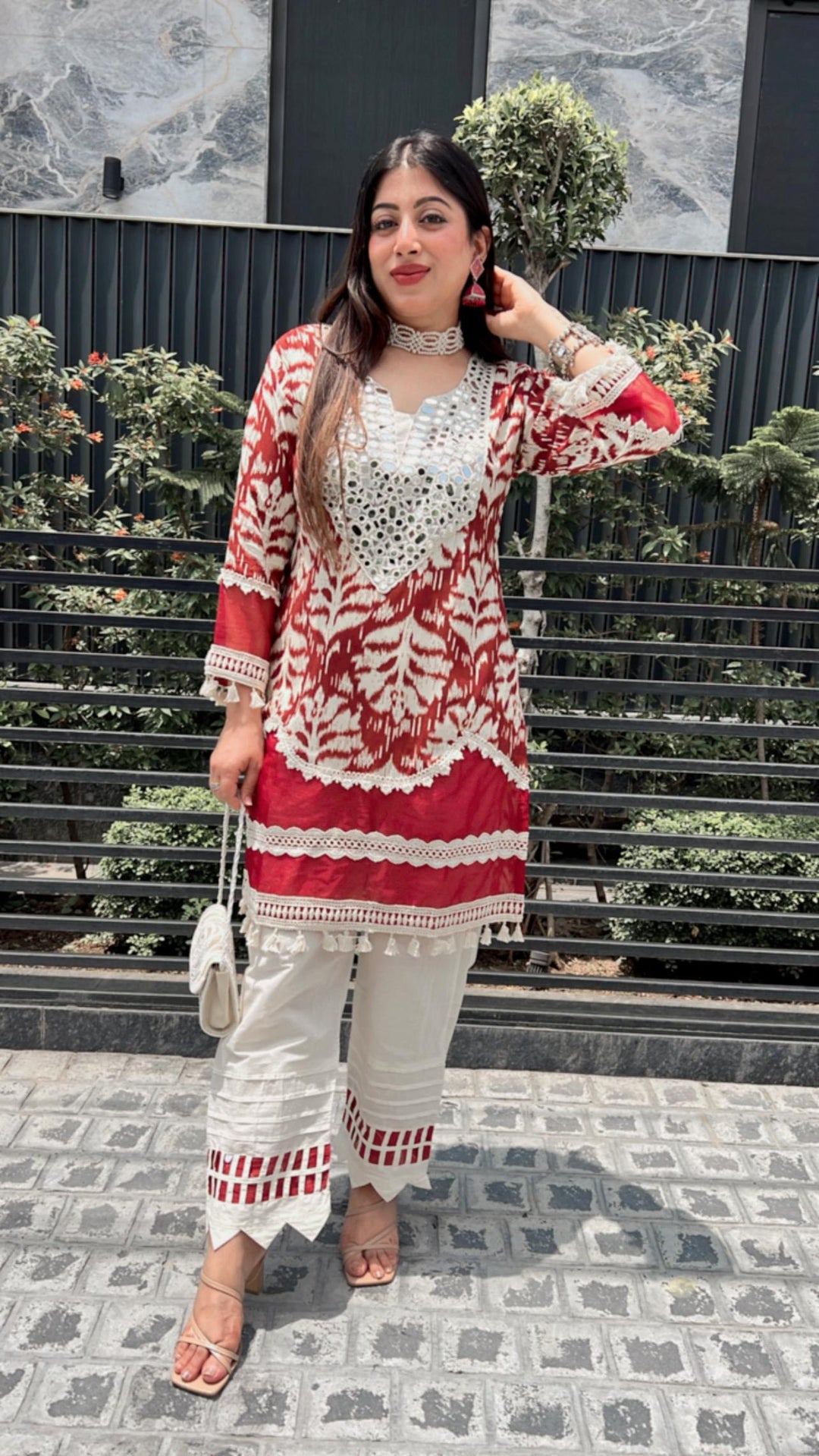 IKKAT PRINT CO-ORD WITH MIRROR WORK