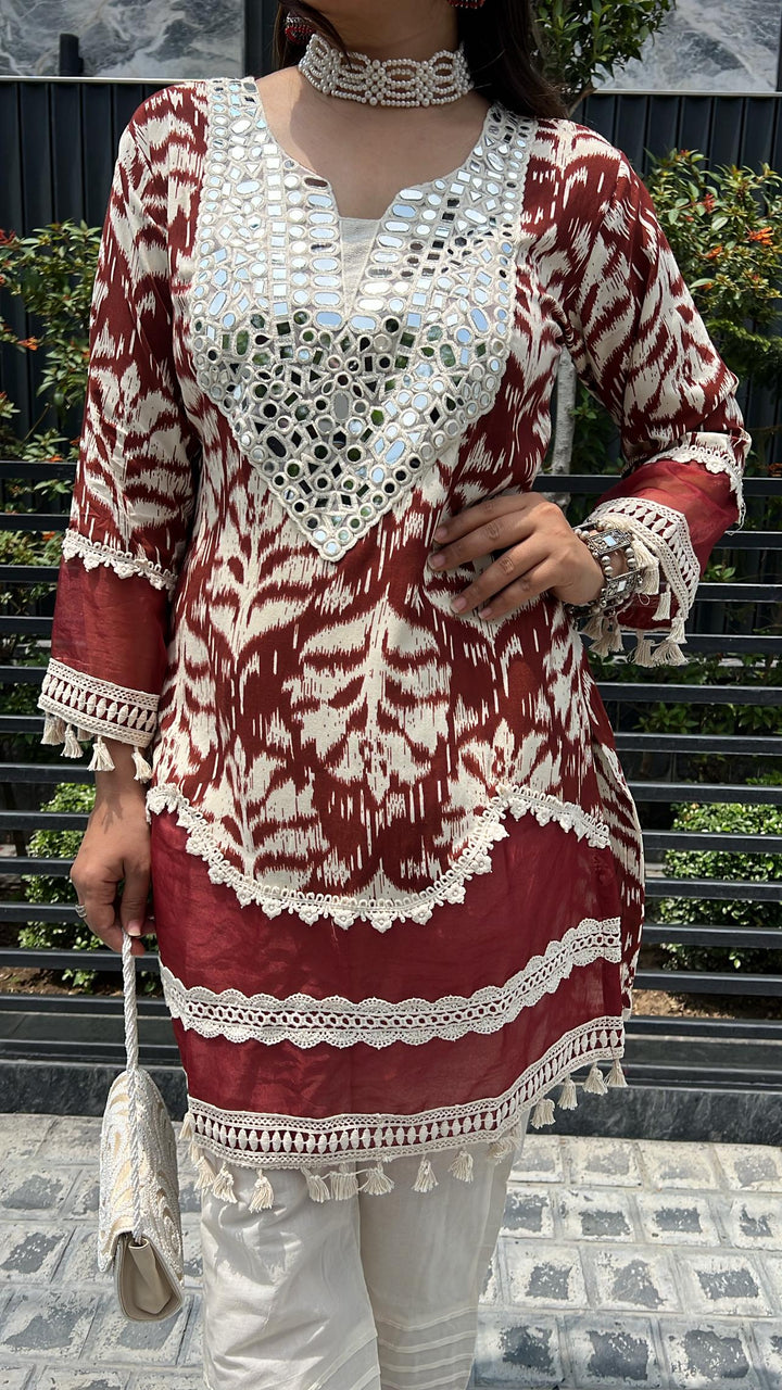 IKKAT PRINT CO-ORD WITH MIRROR WORK