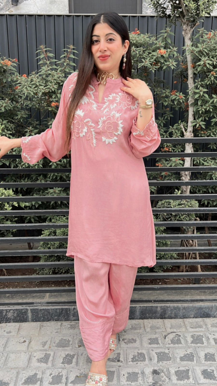 PINK FARSHI SALWAR FESTIVE HANDWORKED CO-ORD