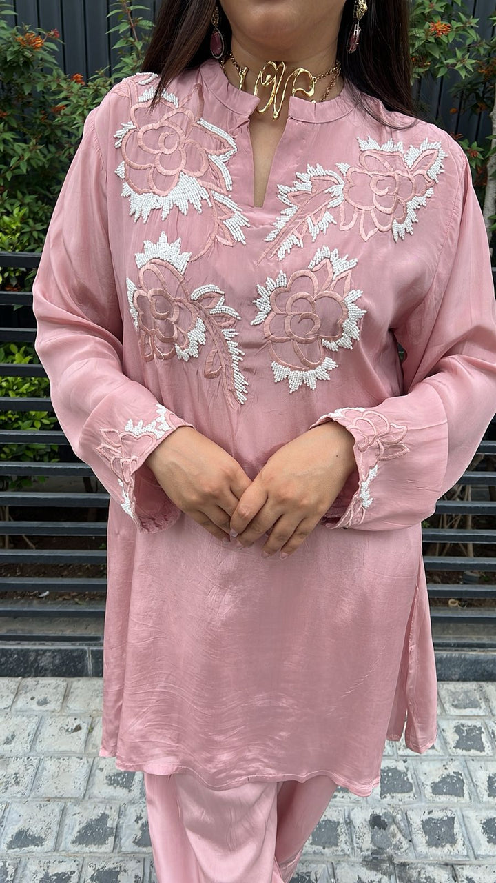 PINK FARSHI SALWAR FESTIVE HANDWORKED CO-ORD