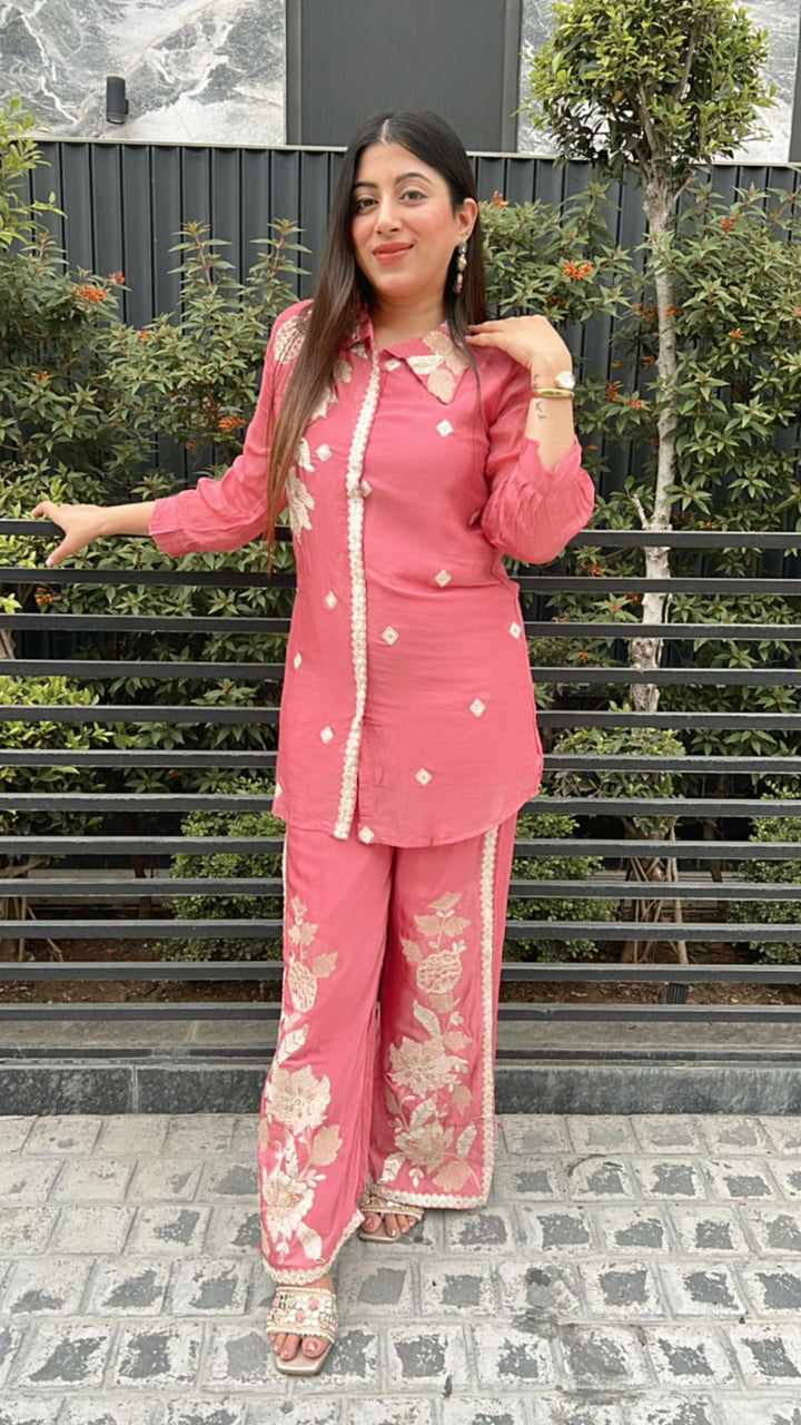 Chinon 2 pc co-ord set with embroidery and handwork 🌺