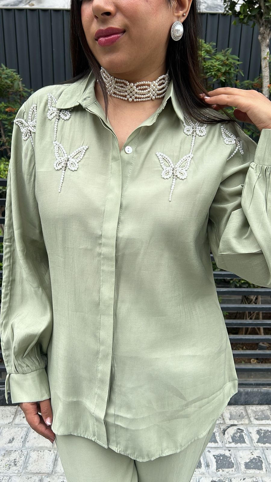 GREEN BUTTERFLY HANDWORK CO-ORD