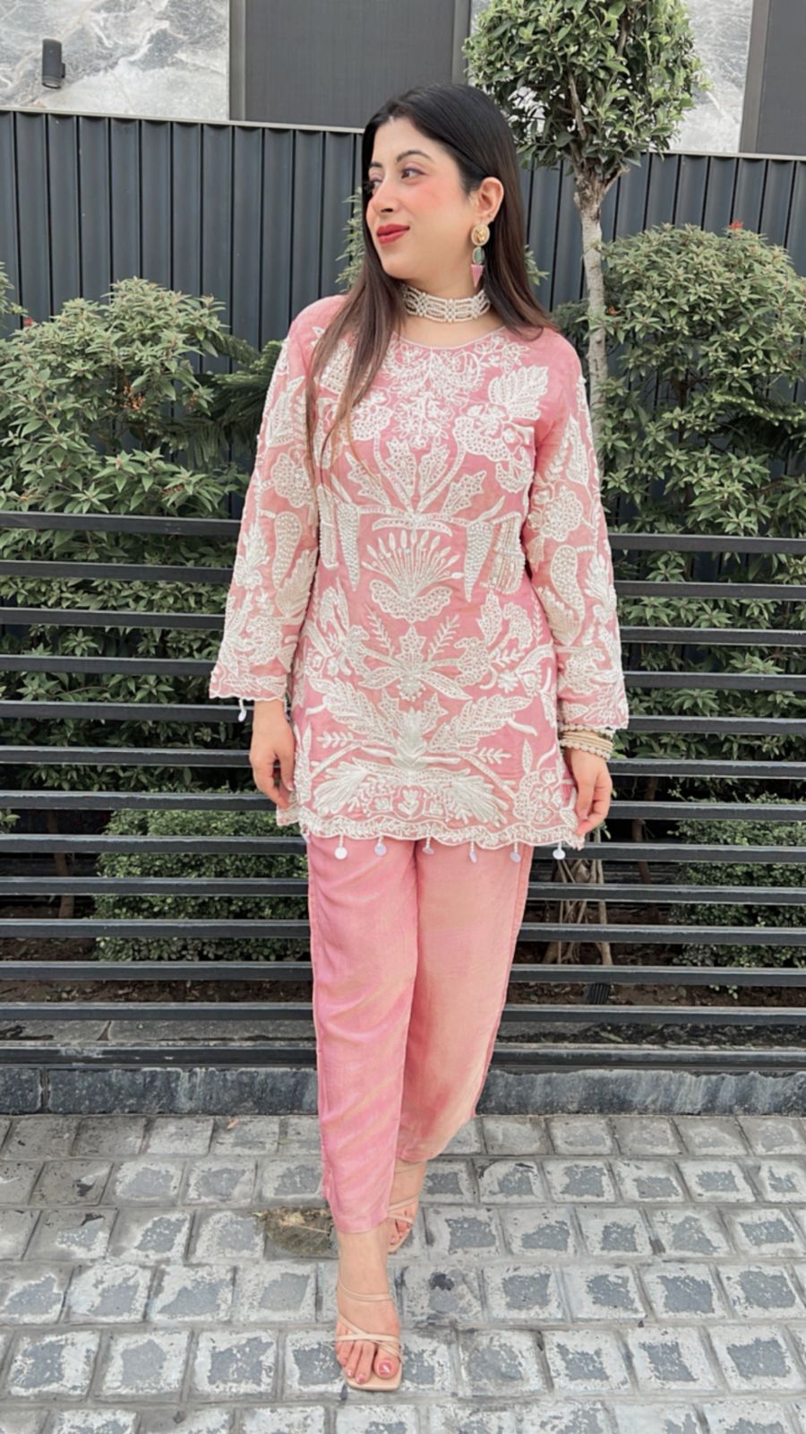 PINK SHIMMER ORGANZA WITH HANDWORK & EMBROIDERY Success