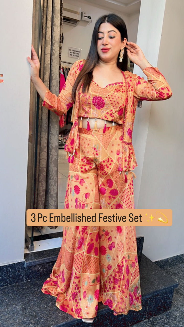3 PC EMBELLISHED FESTIVE SET