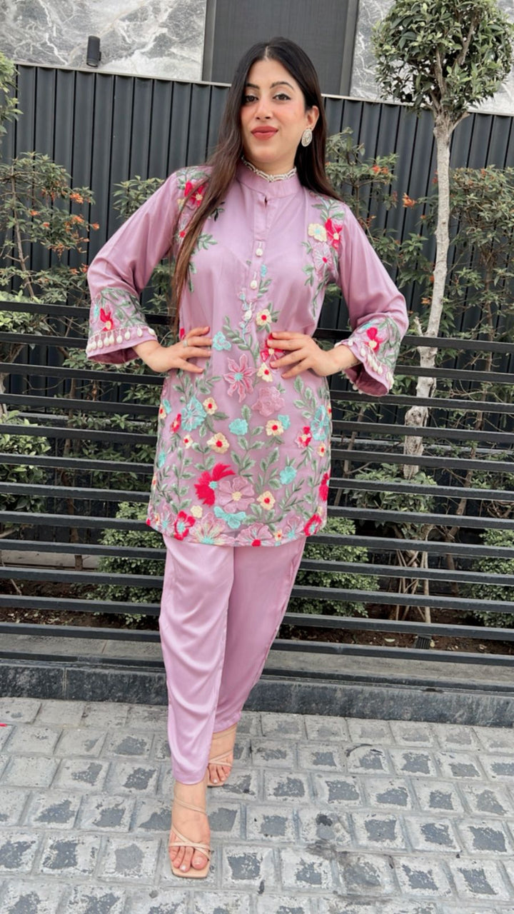 LILAC EMBROIDERY CO-ORD