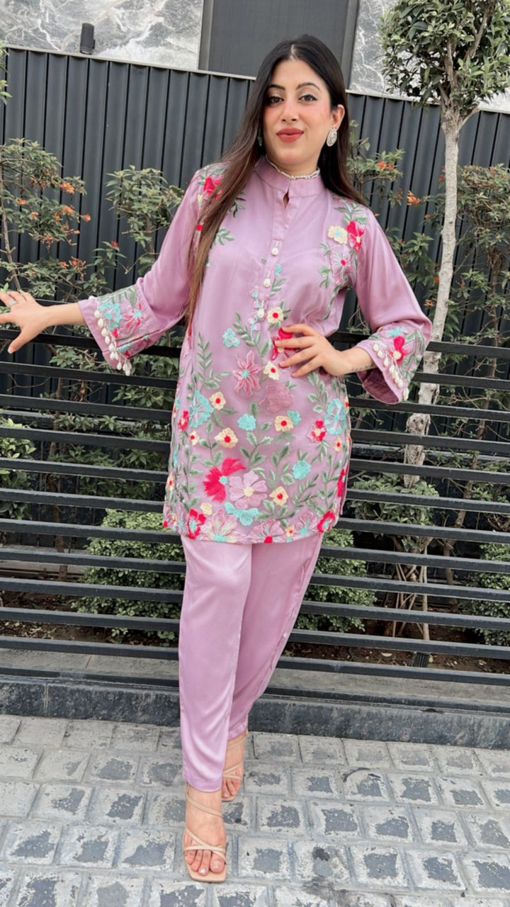LILAC EMBROIDERY CO-ORD