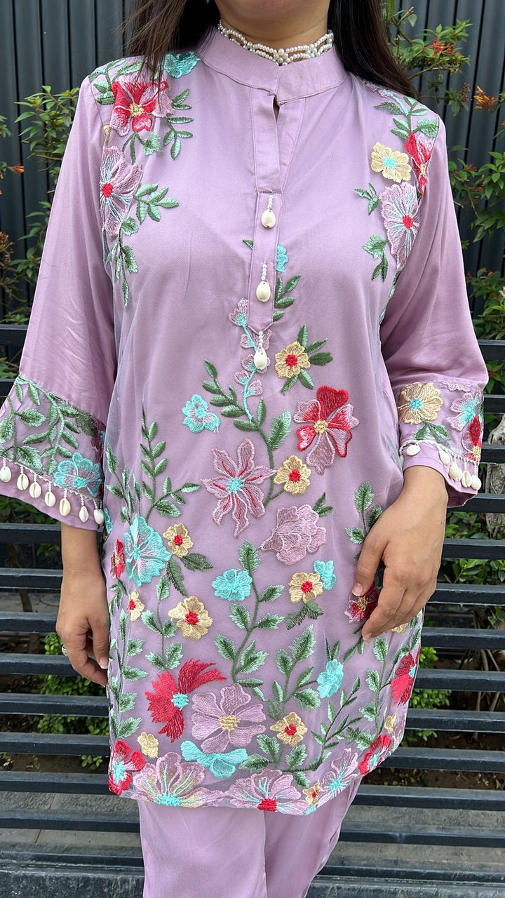 LILAC EMBROIDERY CO-ORD