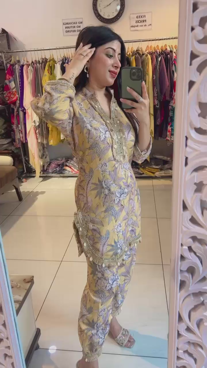 YELLOW MUSTARD PATHANI CO-ORD SET