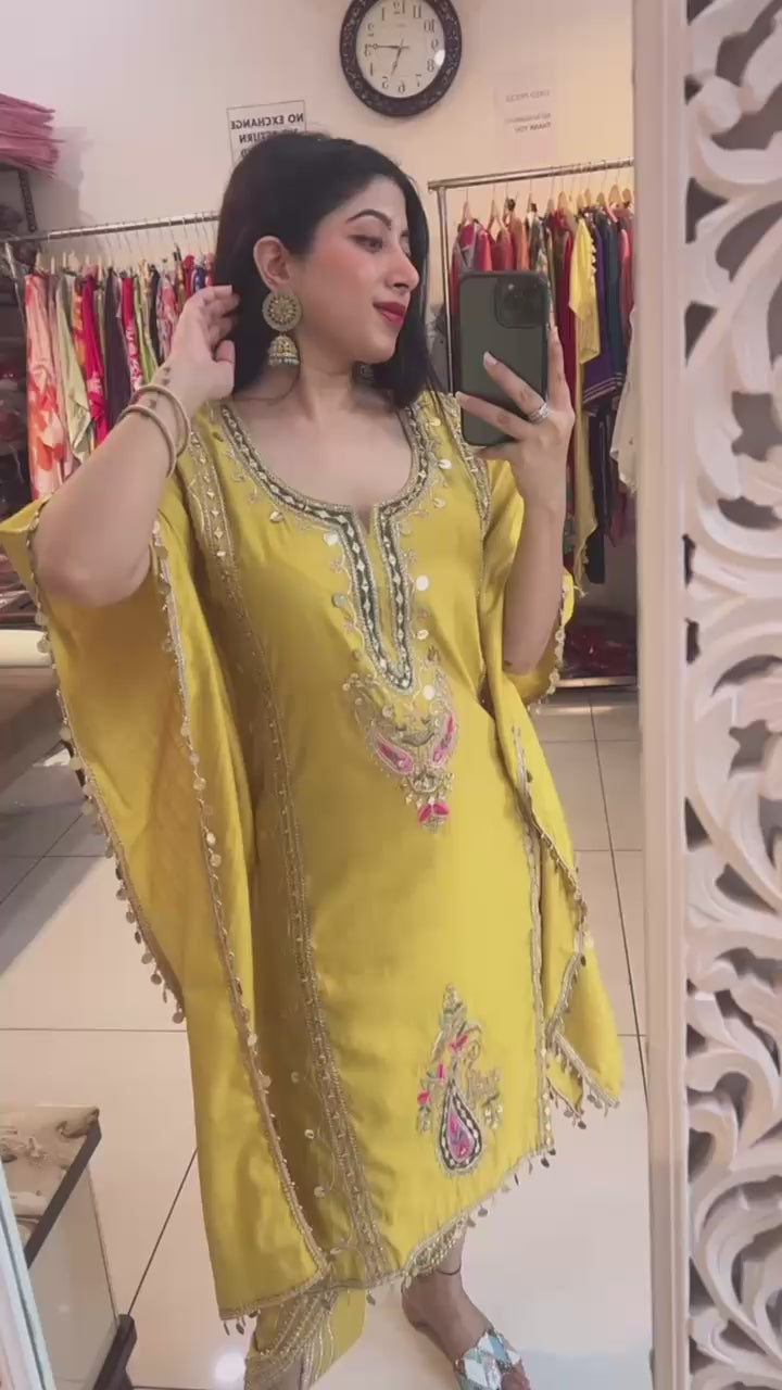 YELLOW MUSTARD TULIP PANTS KAFTAN SET