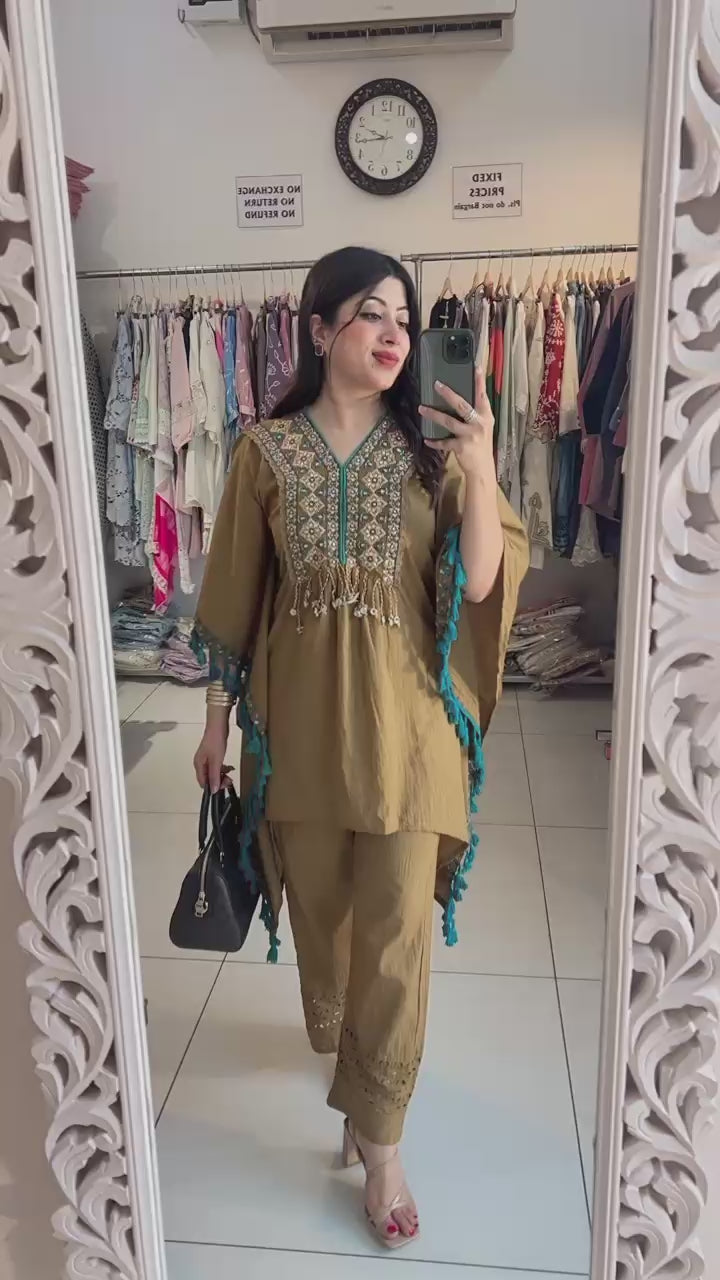 KAFTAN STYLE CO-ORD WITH TASSELS WORK