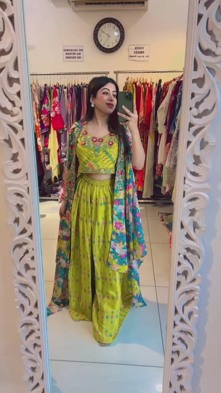 FESTIVE 3 PC SHARARA SET WITH CAPE